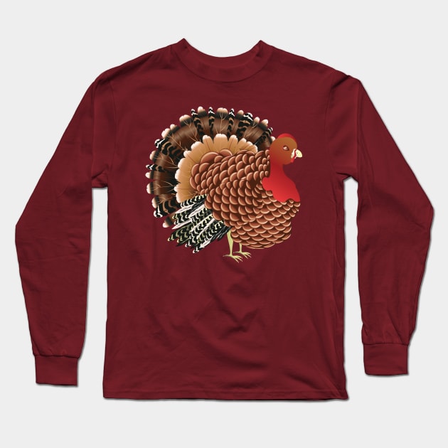 Cartoon Turkey Bird Long Sleeve T-Shirt by AnnArtshock